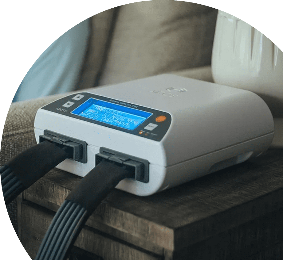 Medical device with digital screen on table.