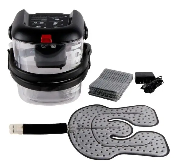 Cooking appliance with accessories and power adapter.