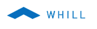 Blue WHILL logo on black background.
