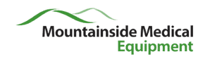 Mountainside Medical Equipment logo with green hills.