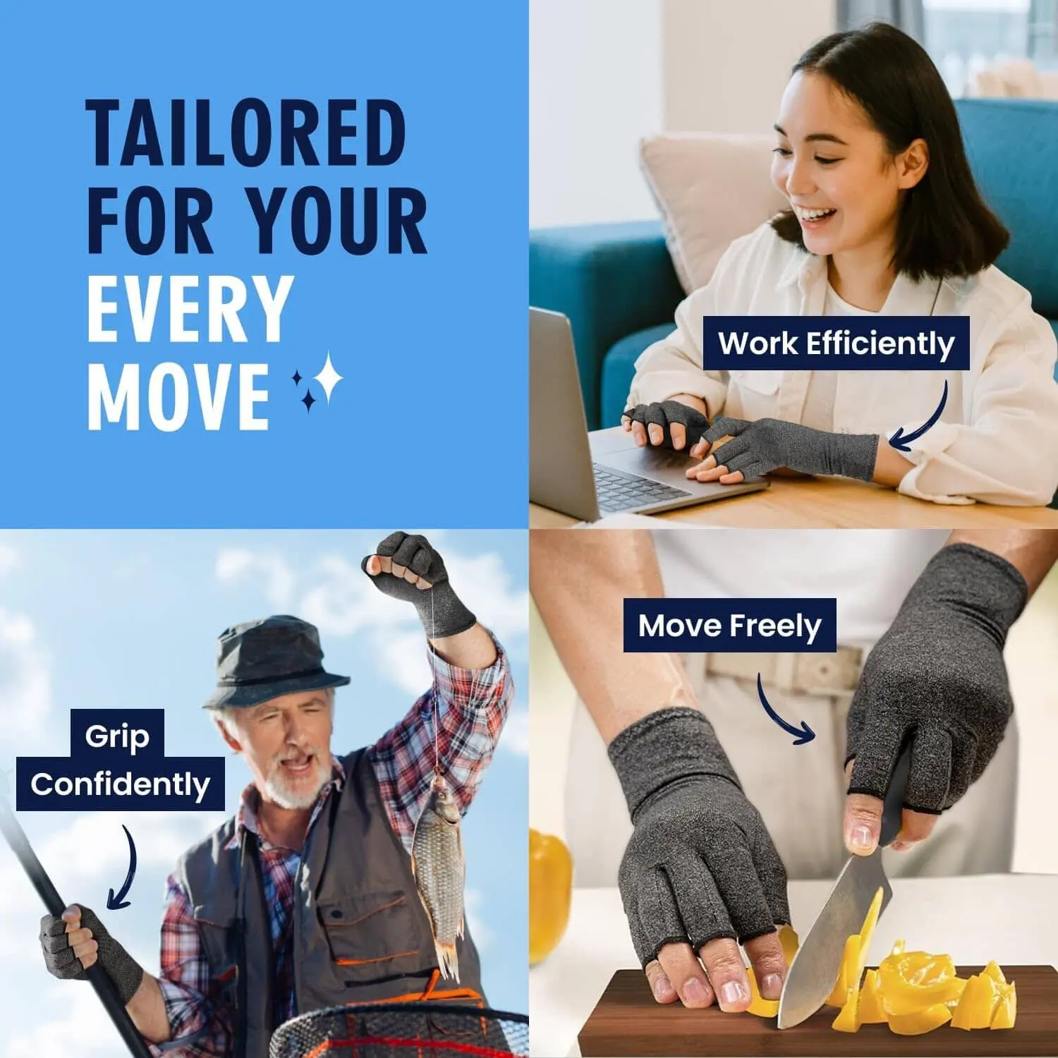 Person wearing custom gloves designed for comfort and confidence in every move.