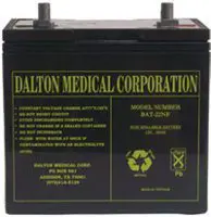 Black medical battery with yellow text from Dalton Medical Corporation.
