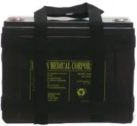 A black medical supply bag with handles and yellow text.