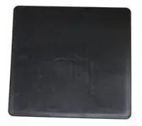 A plain black square rubber mat with a textured surface.
