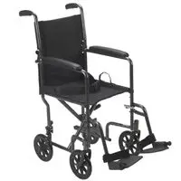 Black transport wheelchair with push handles