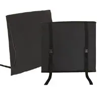 Black fabric apron with adjustable straps and pockets.