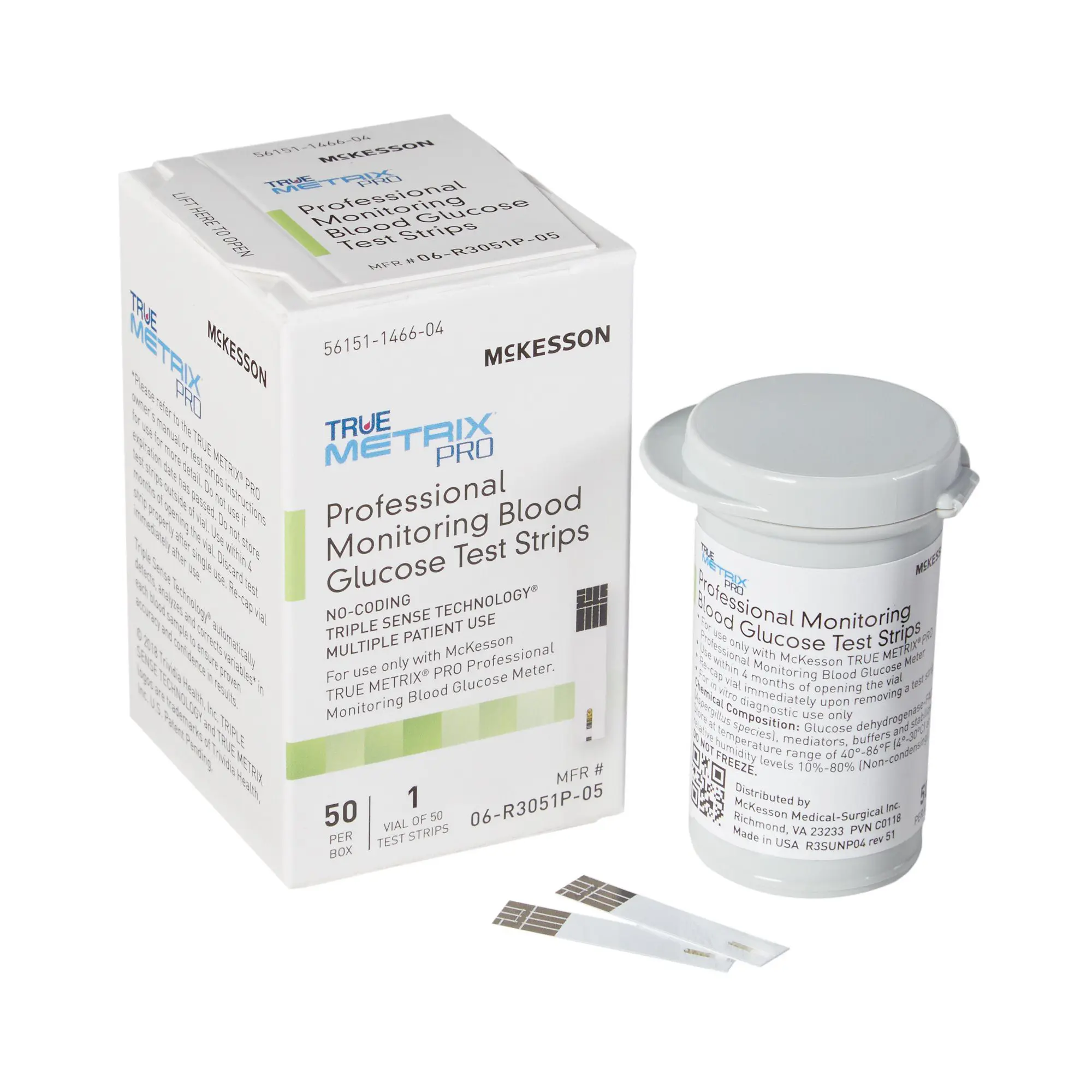 Test kit box with a test strip near it on a white background.