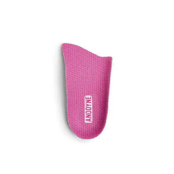 Pink textured orthotic insole for foot support.