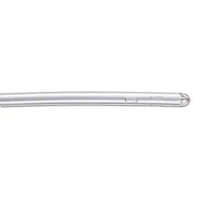 A clear plastic tube with a slight bend at one end.