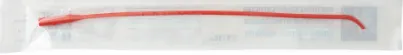 Close-up of a red and white electrical wire with printed text.