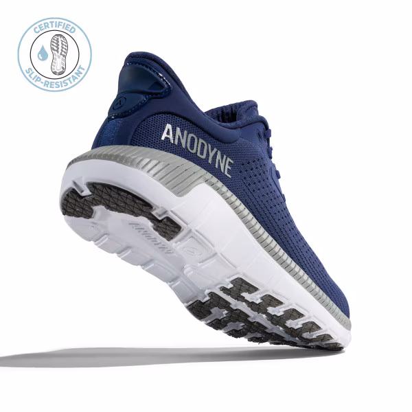 Blue and white athletic shoe with 'ANKONE' branding on the side.