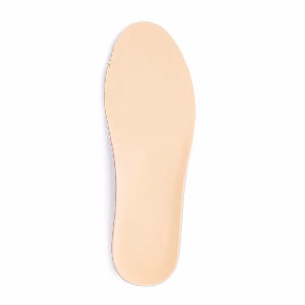 Beige shoe insole with a simple, smooth design.