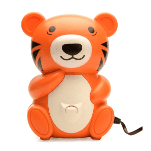 A cute orange tiger toy with a smiling face and small paws.